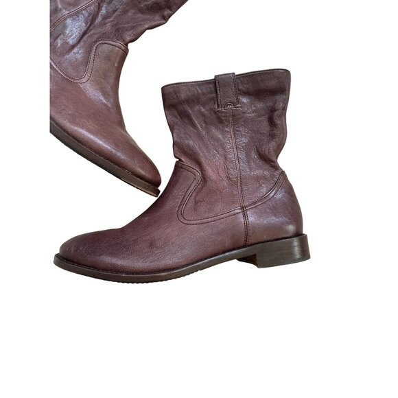 JOHNSTON & MURPHY Brown Leather Flat Ankle Boots Size 7 - Picture 4 of 7